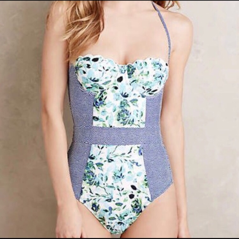 Anthropologie mermaid scalloped one piece